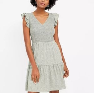 LOFT Sage Green Smocked Dress Size Large